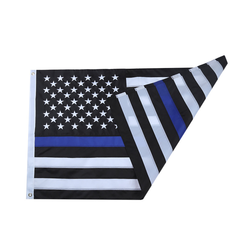 American Blue Striped Flag 2x3 Feet Thin Blue Line Police Flag Stars Embroidered Stitching Stripes