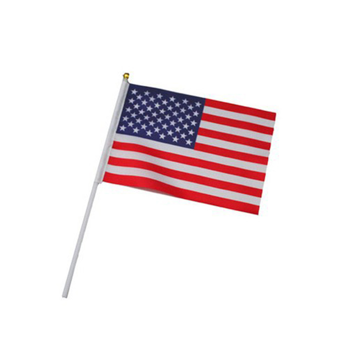 Custom Hand Held Plastic Union Jack Flag Wooden Sticks American Hand Held Stick Flags