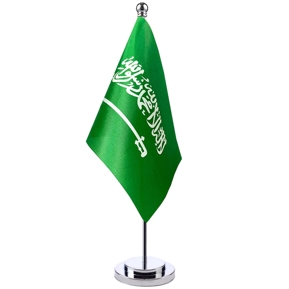 Custom Small Desk Flag Table Flag with Wooden Metal Base