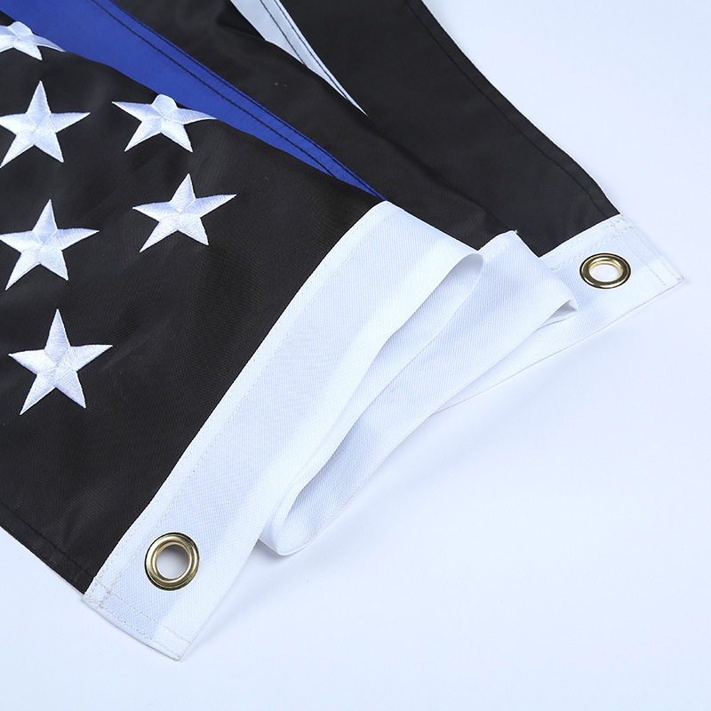 American Blue Striped Flag 2x3 Feet Thin Blue Line Police Flag Stars Embroidered Stitching Stripes