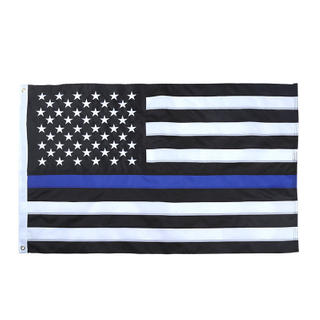 American Blue Striped Flag 2x3 Feet Thin Blue Line Police Flag Stars Embroidered Stitching Stripes