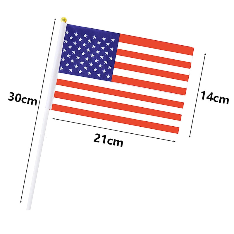 Custom Hand Held Plastic Union Jack Flag Wooden Sticks American Hand Held Stick Flags