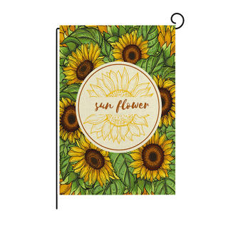 Checked Sunflower Print Linen Garden Flag Nordic Square Outdoor Courtyard Decoration Banner Custom