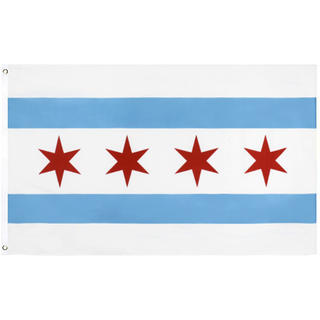 American Chicago City Flag 90*150cm Pure Copper Button Oxford Cloth Embroidery Stitching Flag